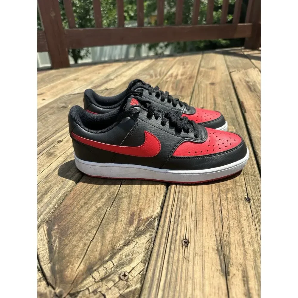 Nike Court Vision Low NN Next Nature Black/Red (FJ0685 010 ) Mens Size 8.5
